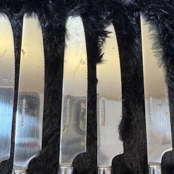 Set Of 8 Stainless Steel Knives With Faux Bamboo Handles - Picture 6 of 9